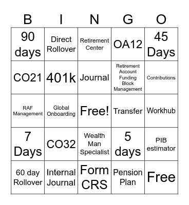 DOL Bingo Card