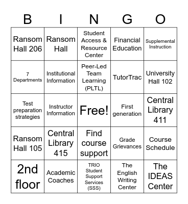 ASC Bingo Game Bingo Card