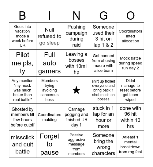 Carnage alliance bingo Card