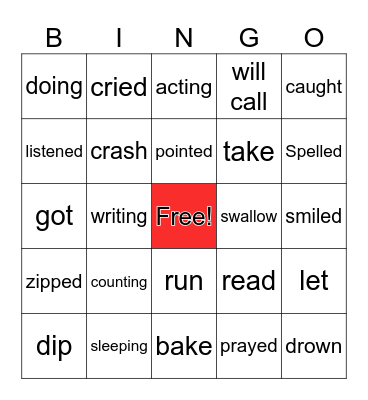 VERBS Bingo Card