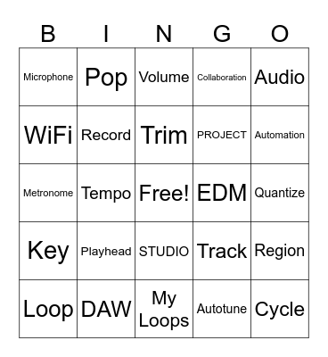 MUSIC TECH Bingo Card