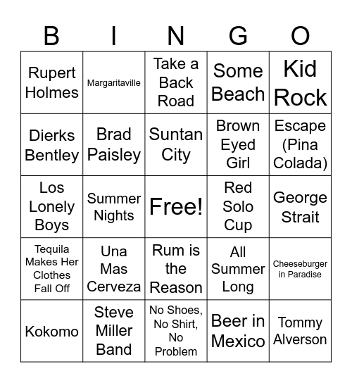 Margaritaville Bingo Card