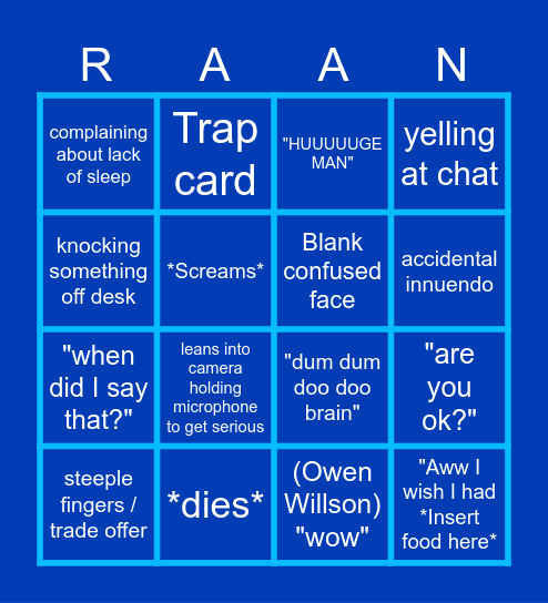 Arcane Bingo Card