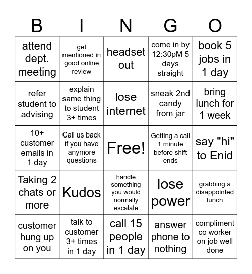 Office Bingo Card