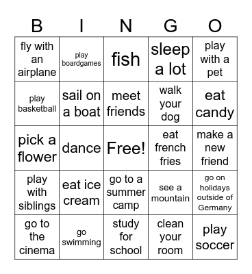 My Summer Holidays - Did you… Bingo Card