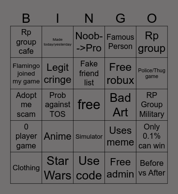 Devouns roblox ad bingo Card