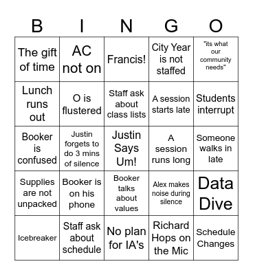 Tri Days Bingo Card