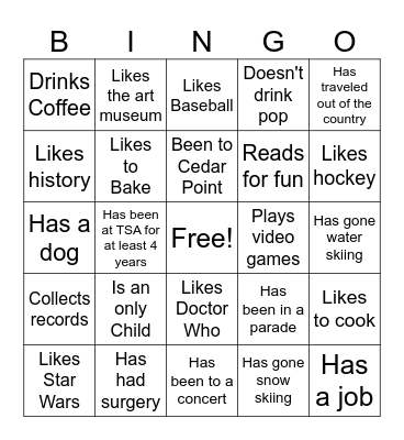 Find Someone Who Bingo Card