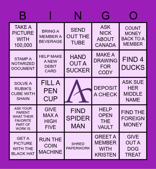 AFFINITY PLUS BINGO! Bingo Card