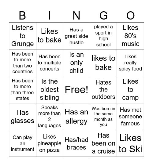 Icebreaker Bingo: Find Someone Who Bingo Card