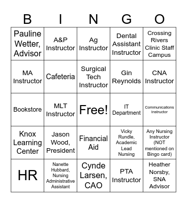 Fundies First Exam Bingo Card