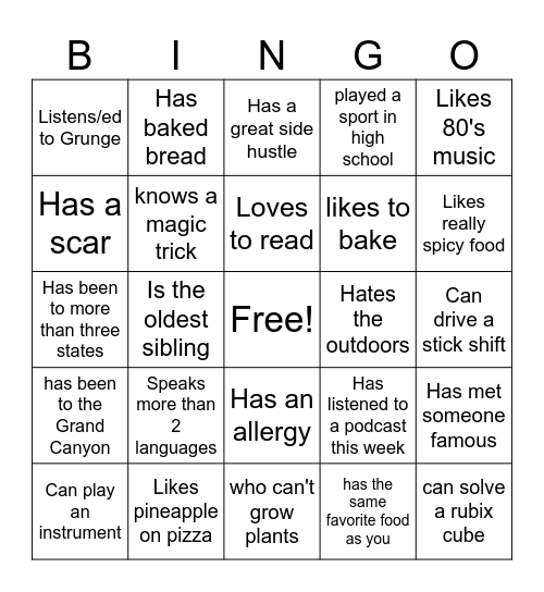 Icebreaker Bingo: Find Someone Who Bingo Card