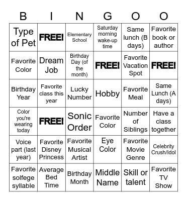 Common Ground Bingo Card