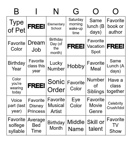 Common Ground Bingo Card