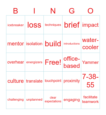 Engaging Your Team Remotely Bingo Card
