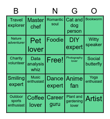 IBSB Ice Break Bingo Card