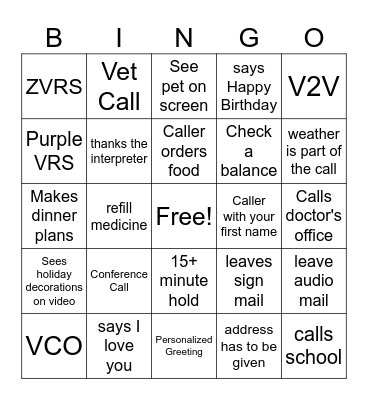 VRS BINGO Card