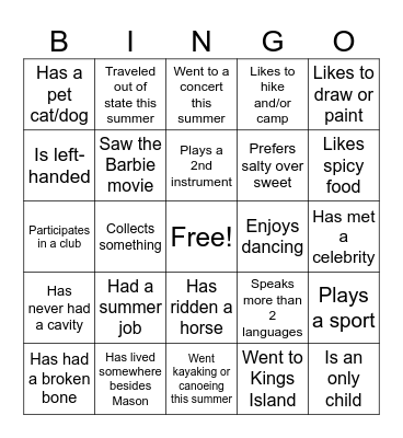 Untitled Bingo Card