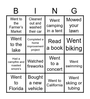 Find Someone Who: Bingo Card