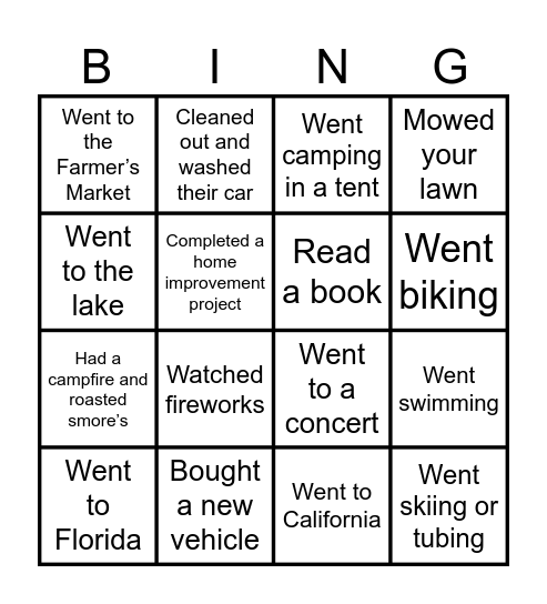 Find Someone Who: Bingo Card