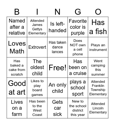 Icebreaker Bingo Card