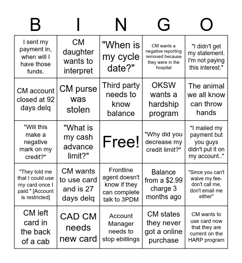 Task Bingo Card