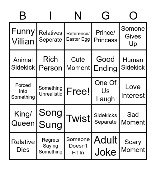 Disney Bingo Card