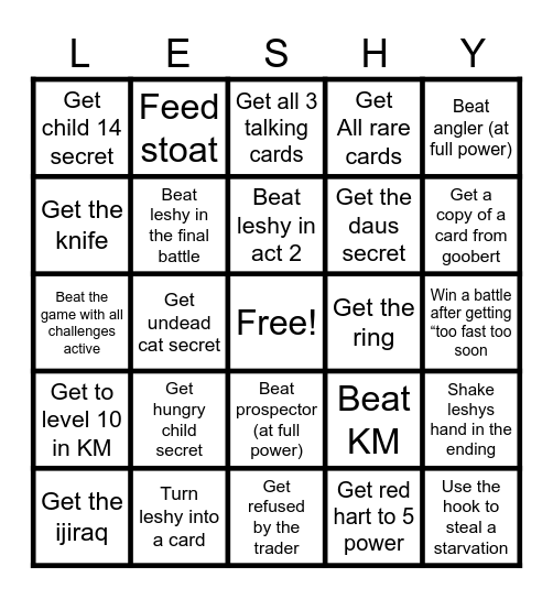 Inscryption Bingo Card