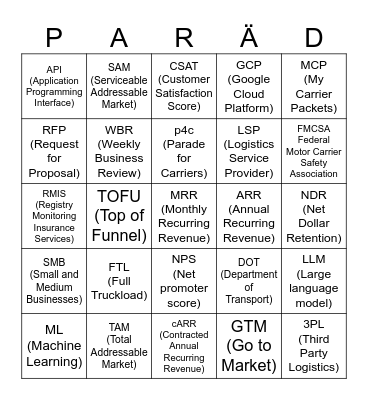 Parade 2023 Offsite Bingo Card