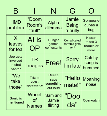 Doom Room Bingo Card