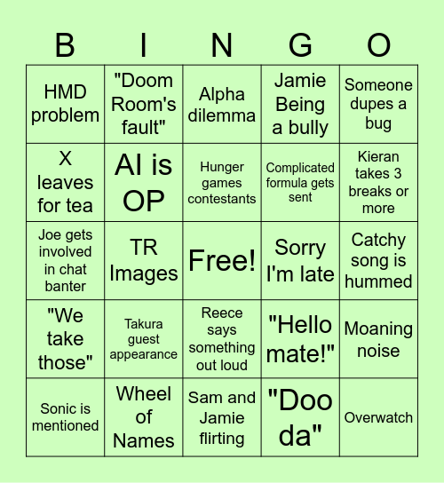 Doom Room Bingo Card