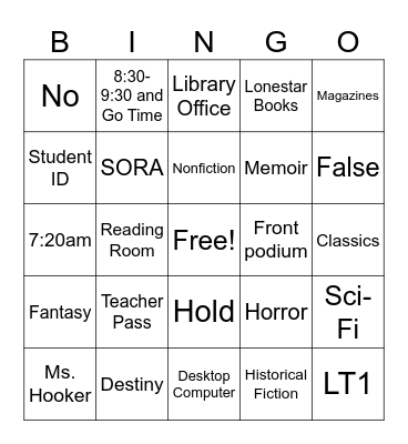 Library Orientation Bingo Card