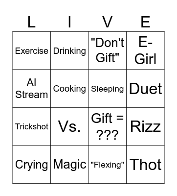 Tiktok Bingo Card