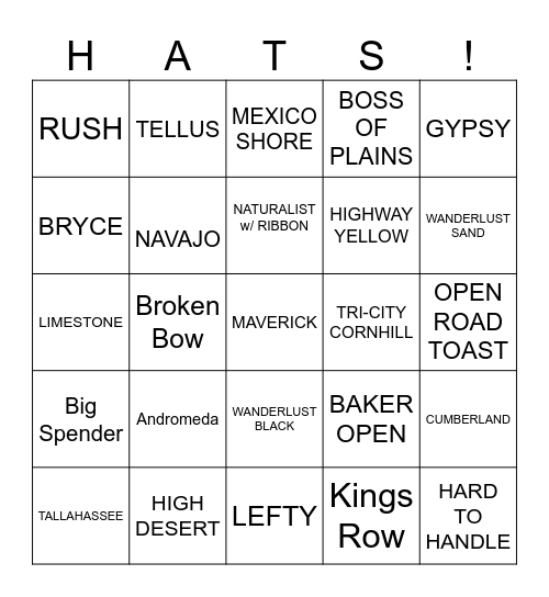 HAT BINGO Card