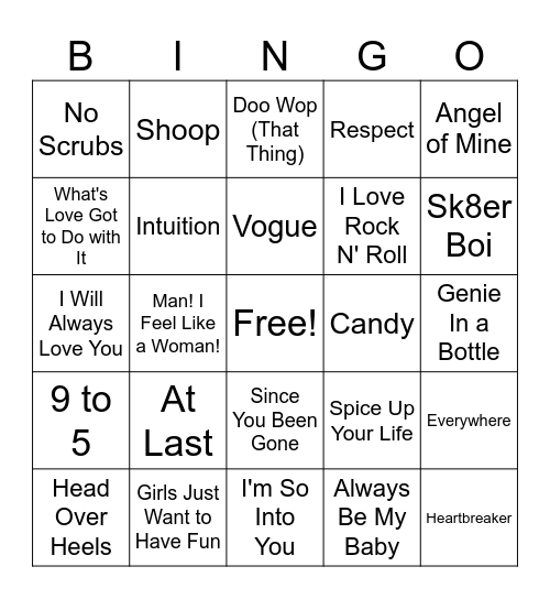 Women of Music Bingo Card