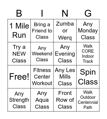 CORE-Fit Bingo Card