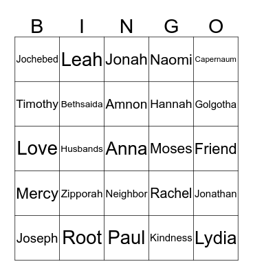 Love in the Old and New Testament Bingo Card