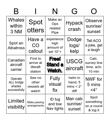 Bridge Bingo Card