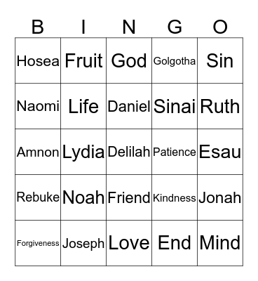 Love in the Old and New Testament Bingo Card