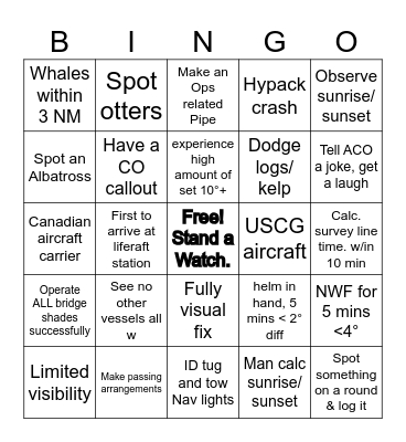 Bridge Bingo Card