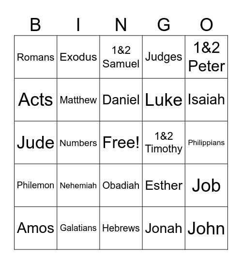 BIBLE Bingo Card