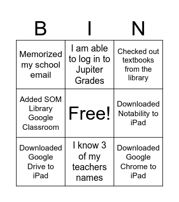 SOM LIBRARY BIGNO Bingo Card