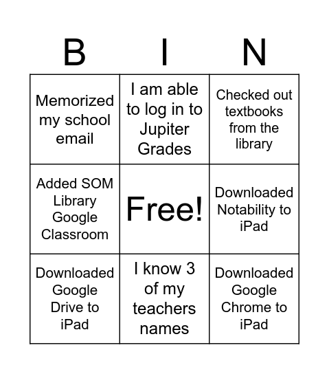 SOM LIBRARY BIGNO Bingo Card