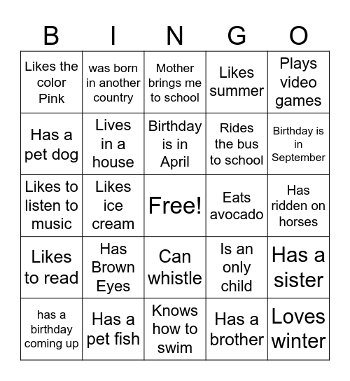 Meet Me Bingo Card