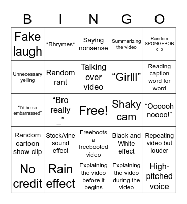 Sssniperwolf Bbbingo Card