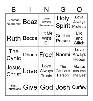 Labor of Love ~ Week 4 Bingo Card