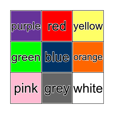 Colors Bingo Card