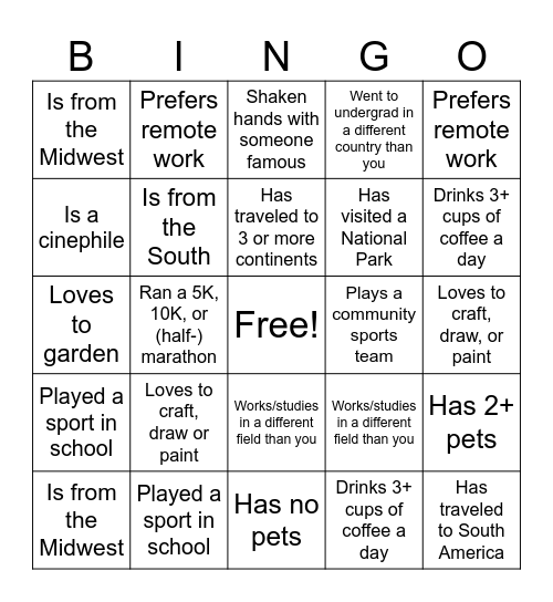 Find someone who... Bingo Card