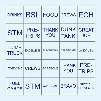 EMPLOYEE APPRECIATION Bingo Card