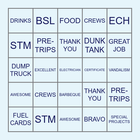 EMPLOYEE APPRECIATION Bingo Card